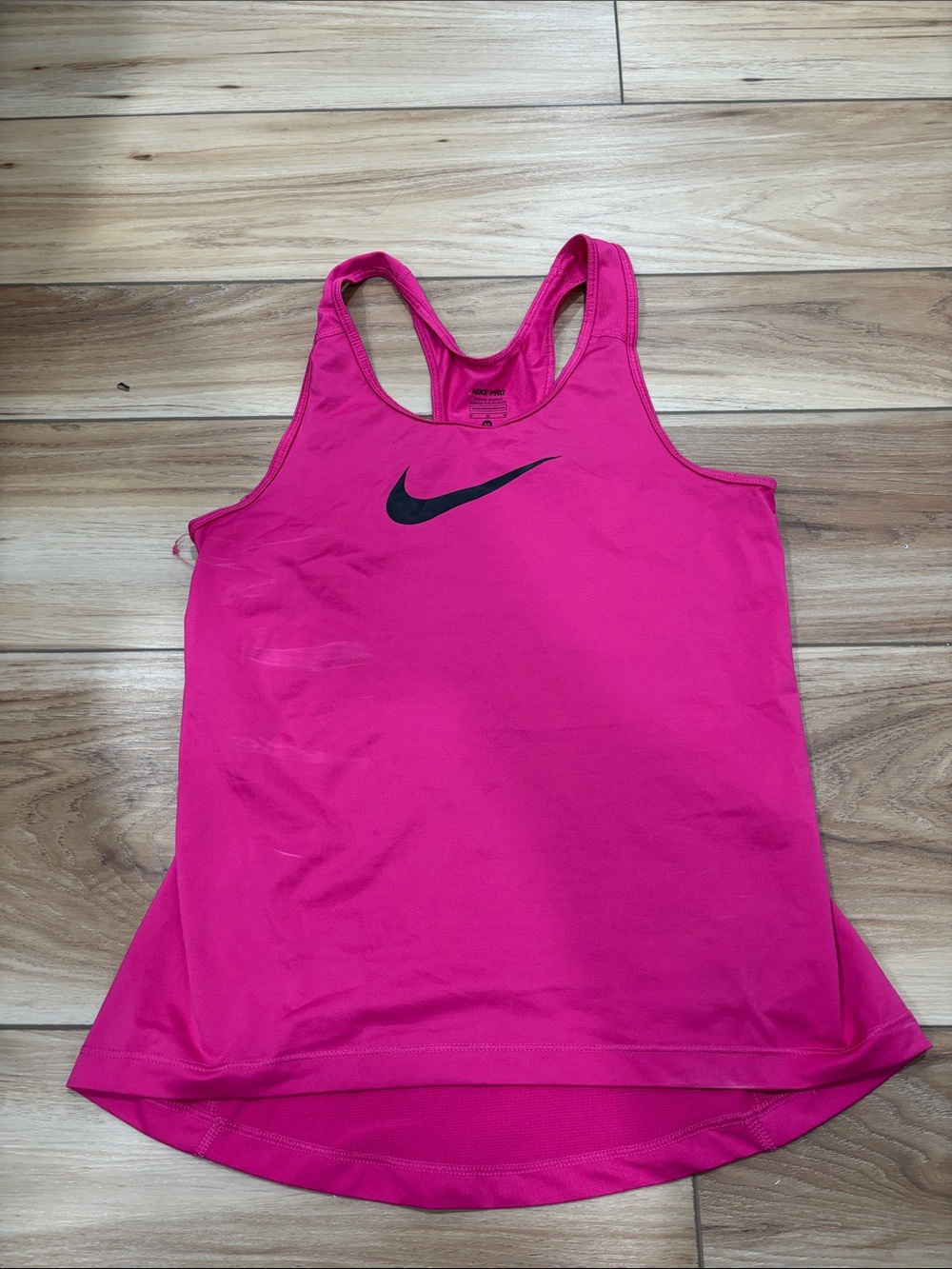 Nike Women's Hot Pink Racerback Tank with Black Swoosh
